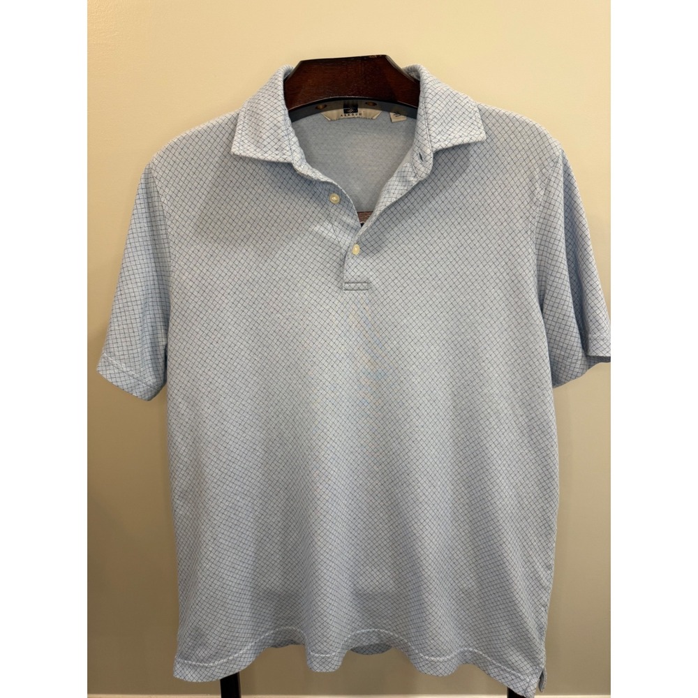 Joseph Abboud Mens Blue Diamond Pattern Short Sleeve Polo Shirt Size M